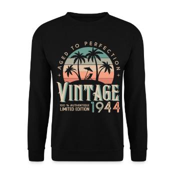 1944 Birthday Gift Born 1944 - Unisex Sweatshirt - black - Front - Alina (178cm) & Michal (187cm)