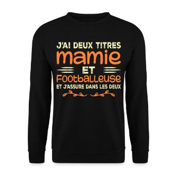 Zwei Titel Oma Fußballer, Großmutter, Fußball - Unisex Pullover - Schwarz - Vorne - Alina (178cm) & Michal (187cm)