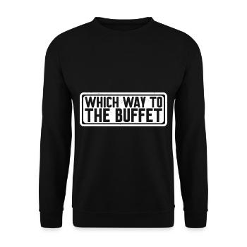 Which Way To The Buffet 22 - Unisex Pullover - Schwarz - Vorne - Alina (178cm) & Michal (187cm)