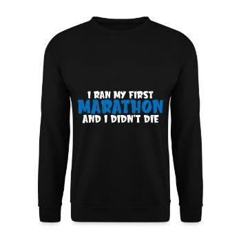 I ran my first marathon and I didn't die 4 - Unisex Sweatshirt - black - Front - Alina (178cm) & Michal (187cm)