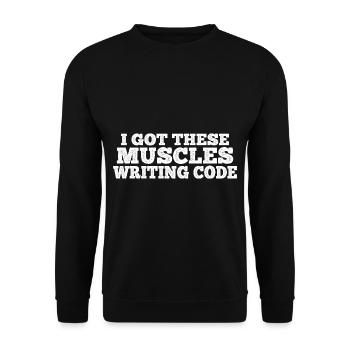 I Got These Muscles Writing Code 7 - Unisex Sweatshirt - black - Front - Alina (178cm) & Michal (187cm)
