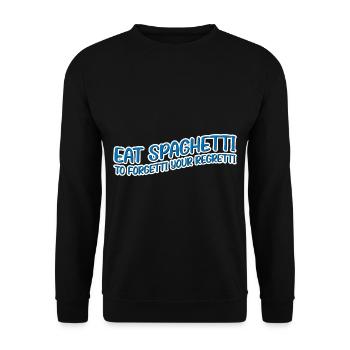 Eat Spaghetti To Forgetti Your Regretti 11 - Unisex Pullover - Schwarz - Vorne - Alina (178cm) & Michal (187cm)