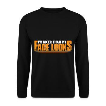 Je suis plus beau que mon visage n’en a l’air 4 - Sweat-shirt Unisexe - noir - Devant - Alina (178cm) & Michal (187cm)