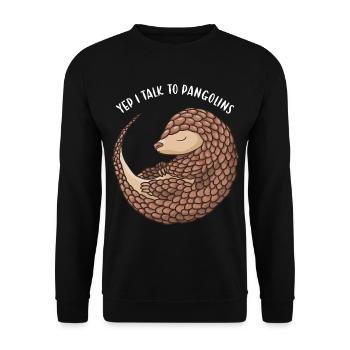 Yep I Talk To Pangolins - Unisex Pullover - Schwarz - Vorne - Alina (178cm) & Michal (187cm)