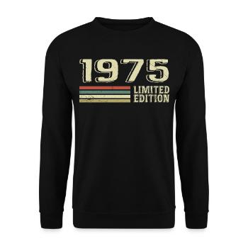 Jahrgang 1975 Geburtstag 1975 Jahrgang 1975 - Unisex Pullover - Schwarz - Vorne - Alina (178cm) & Michal (187cm)