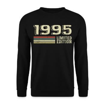 Jahrgang 1995 Geburtstag 1995 Jahrgang 1995 - Unisex Pullover - Schwarz - Vorne - Alina (178cm) & Michal (187cm)