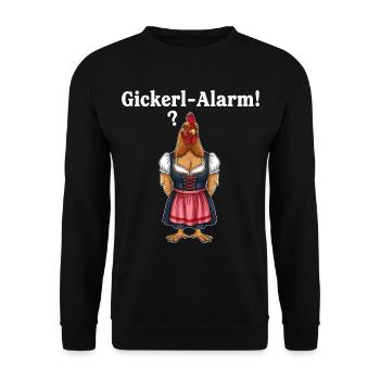 Gickerl alarm ! - Unisex Sweatshirt - black - Front - Alina (178cm) & Michal (187cm)