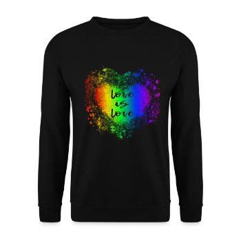 LGBT Heart Regenbogen Liebe ist Liebe Gay Pride - Unisex Pullover - Schwarz - Vorne - Alina (178cm) & Michal (187cm)
