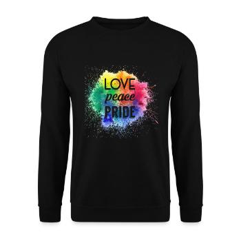 LGBT Love Peace Gay Pride Regenbogen - Unisex Pullover - Schwarz - Vorne - Alina (178cm) & Michal (187cm)