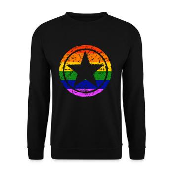 LGBT Gay Pride Star CSD Regenbogen Coming Out - Unisex Pullover - Schwarz - Vorne - Alina (178cm) & Michal (187cm)