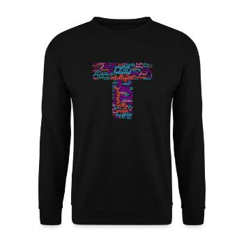 Taylor Wortwolke Buchstabe T Geschenk für Taylor - Unisex Pullover - Schwarz - Vorne - Alina (178cm) & Michal (187cm)