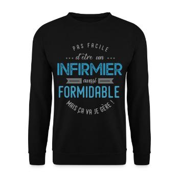 infirmier formidable - Sweat-shirt Unisexe - noir - Devant - Alina (178cm) & Michal (187cm)