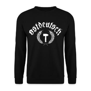 Ostdeutsch - Hammer und Ährenkranz - Unisex Pullover - Schwarz - Vorne - Alina (178cm) & Michal (187cm)