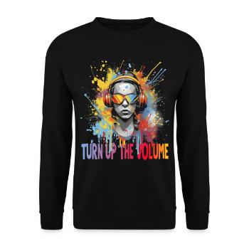 Turn up the volume Hip Hop Music - Unisex Sweatshirt - black - Front - Alina (178cm) & Michal (187cm)