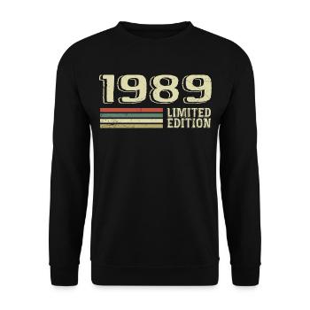 Jahrgang 1989 Geburtstag 1989 Jahrgang 1989 - Unisex Pullover - Schwarz - Vorne - Alina (178cm) & Michal (187cm)