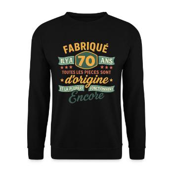 Fabriqu il y a 70 ans 70 ans Anniversaire bla - Sweat-shirt Unisexe - noir - Devant - Alina (178cm) & Michal (187cm)