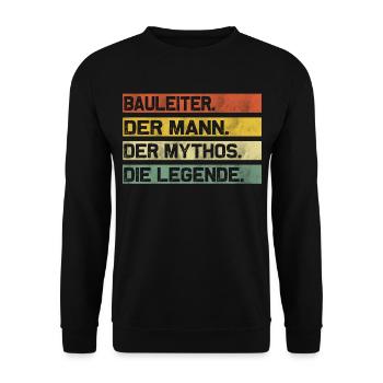 Bauleiter Baustelle Bauarbeiter Spruch Vintage - Unisex Pullover - Schwarz - Vorne - Alina (178cm) & Michal (187cm)