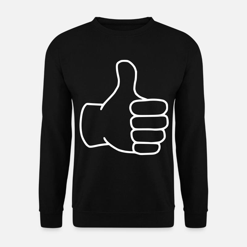 Emoji Daumen hoch Skizze weiß - Unisex Pullover - Schwarz