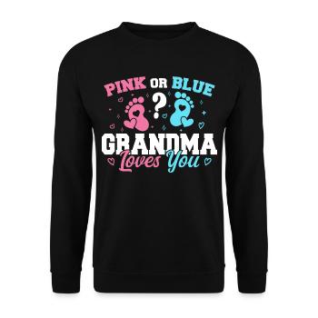 Rosa oder blaue Oma liebt dich - Lustige Oma - Unisex Pullover - Schwarz - Vorne - Alina (178cm) & Michal (187cm)