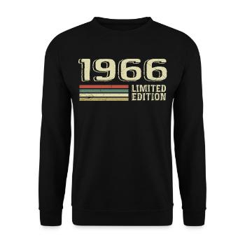 Born in 1966 Birthday 1966 Vintage 1966 - Unisex Sweatshirt - black - Front - Alina (178cm) & Michal (187cm)