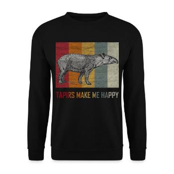 Tapir Animal Proboscis Zoo Animal Retro Gift - Unisex Sweatshirt - black - Front - Alina (178cm) & Michal (187cm)
