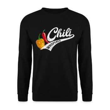 Chili Whisperer Retro Chilli scharfe Chilis - Unisex Pullover - Schwarz - Vorne - Alina (178cm) & Michal (187cm)