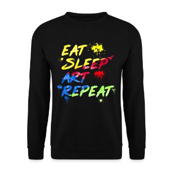 Art aquarelle manger sommeil art répéter - Sweat-shirt Unisexe - noir - Devant - Alina (178cm) & Michal (187cm)