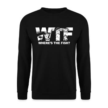 WTF Where's the Fish - Funny Fishing Shirt & Gifts - Sweat-shirt Unisexe - noir - Devant - Alina (178cm) & Michal (187cm)