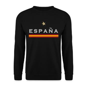 Spanien Fußball Trikot Spanische Flagge - Unisex Pullover - Schwarz - Vorne - Alina (178cm) & Michal (187cm)