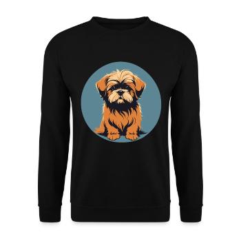 Lhasa apso Hundeporträt Bild - Unisex Pullover - Schwarz - Vorne - Alina (178cm) & Michal (187cm)