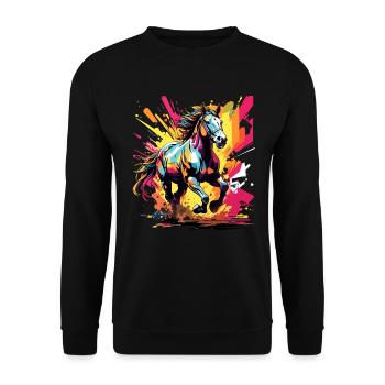 Horse In Action, Cool Color Design, Trot, Gallop - Unisex Sweatshirt - black - Front - Alina (178cm) & Michal (187cm)