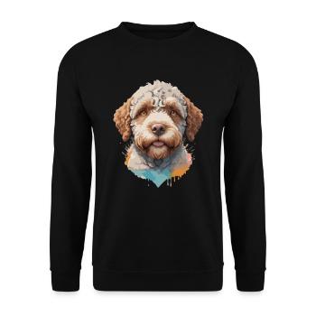 Lagotto romagnolo Hund Niedlich in buntem Design - Unisex Pullover - Schwarz - Vorne - Alina (178cm) & Michal (187cm)
