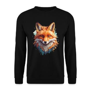 renard dessin animé portrait cool coloré - Sweat-shirt Unisexe - noir - Devant - Alina (178cm) & Michal (187cm)