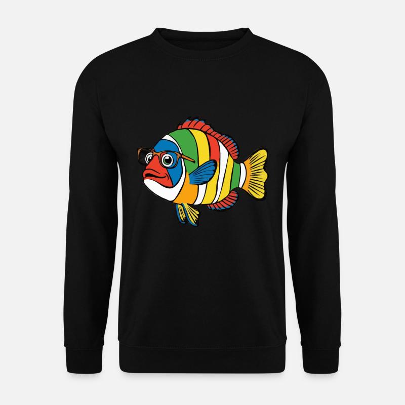Fisch Bunte Nemo Brille Schwimmen - Unisex Pullover - Schwarz