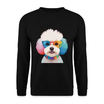Bichon Frisé Dog Cute Colorful Glasses - Unisex Sweatshirt - black - Front - Alina (178cm) & Michal (187cm)