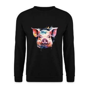 Pig Pig Cool Colored - Unisex Sweatshirt - black - Front - Alina (178cm) & Michal (187cm)