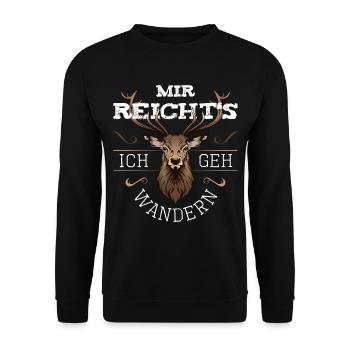 Mir reichts ich geh wandern Hirsch Berge Geschenk - Unisex Pullover - Schwarz - Vorne - Alina (178cm) & Michal (187cm)