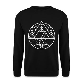 Camping - Extérieur - Feu de camp - Tentes - Sweat-shirt Unisexe - noir - Devant - Alina (178cm) & Michal (187cm)
