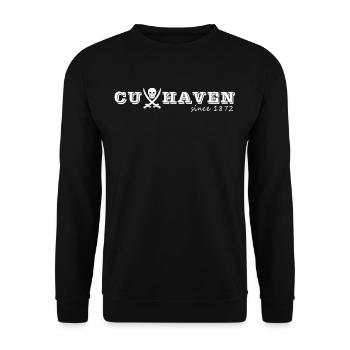 Cuxhaven - Totenkopf mit Schwerter (weiß) - Unisex Pullover - Schwarz - Vorne - Alina (178cm) & Michal (187cm)