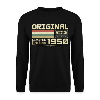 Retro 1950's Birthday Gift Born in 1950 Original - Unisex Sweatshirt - black - Front - Alina (178cm) & Michal (187cm)