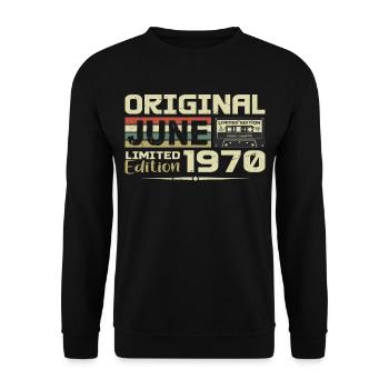 Juin 1970 Vintage Nées En Juin 1970 Anniversaire - Sweat-shirt Unisexe - noir - Devant - Alina (178cm) & Michal (187cm)