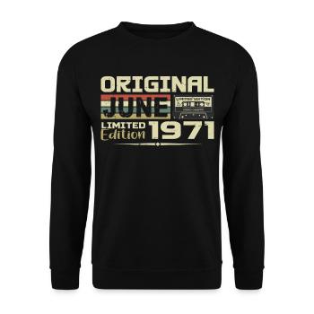 Juin 1971 Vintage Nées En Juin 1971 Anniversaire - Sweat-shirt Unisexe - noir - Devant - Alina (178cm) & Michal (187cm)