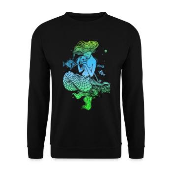 Meerjungfrau Seejungfrau Nixe Märchen - Unisex Pullover - Schwarz - Vorne - Alina (178cm) & Michal (187cm)