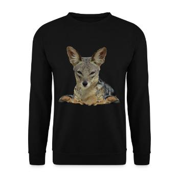 Schakal - Wildtiere - Safari - Afrika - Savanne - Unisex Pullover - Schwarz - Vorne - Alina (178cm) & Michal (187cm)