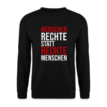 Menschenrechte statt rechte Menschen - Unisex Pullover - Schwarz - Vorne - Alina (178cm) & Michal (187cm)