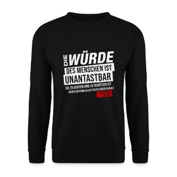 Grundgesetz Artikel 1 Die Würde des Menschen ... - Unisex Pullover - Schwarz - Vorne - Alina (178cm) & Michal (187cm)