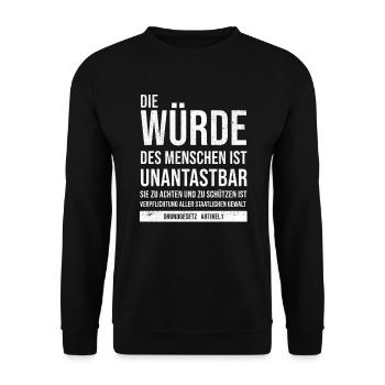 Grundgesetz Artikel 1 Die Würde des Menschen ... - Unisex Pullover - Schwarz - Vorne - Alina (178cm) & Michal (187cm)