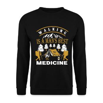 La marche est le meilleur médicament d'un homme. Marcher drôle - Sweat-shirt Unisexe - noir - Devant - Alina (178cm) & Michal (187cm)