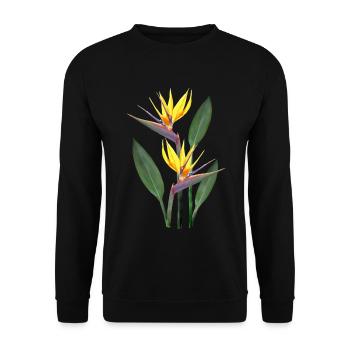 Strelitzia - Tropical Flower - Africa - Kenya - Unisex Sweatshirt - black - Front - Alina (178cm) & Michal (187cm)