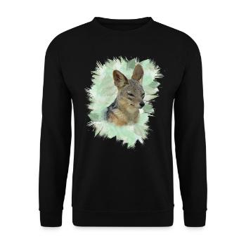 Jackal - Wild Dog - Africa - Safari - Kenya - Unisex Sweatshirt - black - Front - Alina (178cm) & Michal (187cm)